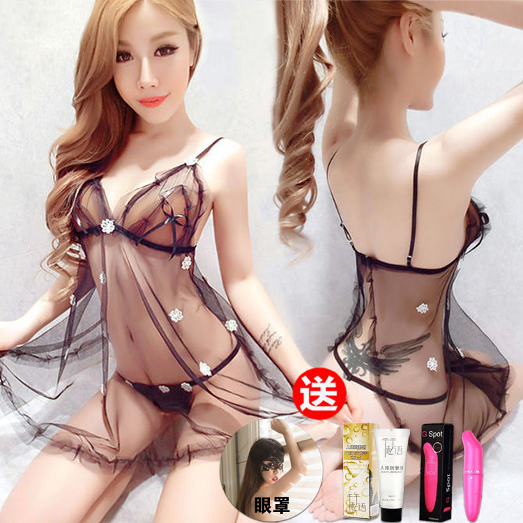 sexy pajamas summer transparent temptation sling large size mesh hot home wear underwear underwear set tulle nightdress