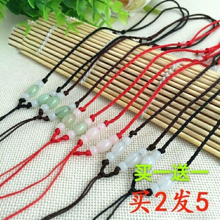 simple men and women adjustable pendant red rope necklace woven round jade pendant jade lanyard red pendant lanyard