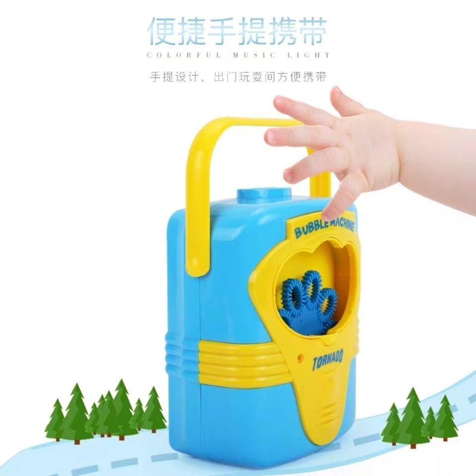 Tiktok Same Style Hot Sale Children's Fun Electric Bubble Gun Portable Automatic Bubble Machine Red and Blue Two-Color Battery Free