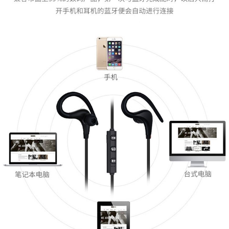 Wireless Bluetooth Headset Ear-Mounted Sports Running for Huawei Vivo Universal Earphones for Mobile Phones Ultra-Long Standby