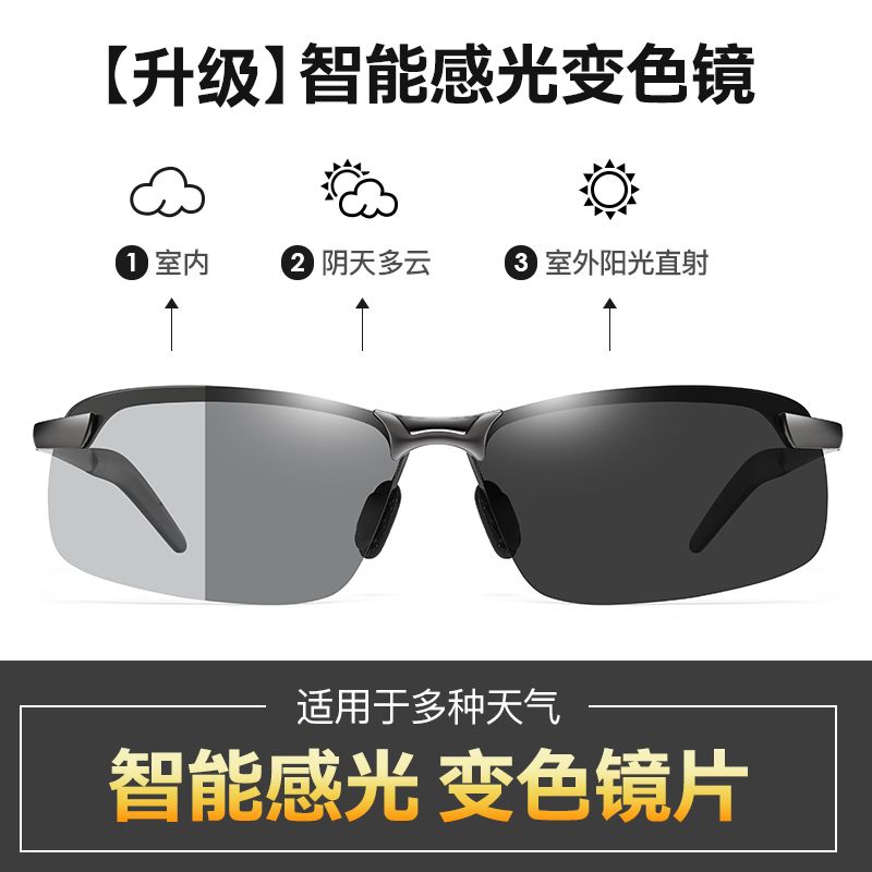 Polarized Night Vision Goggles Photosensitive Discolored Sunglasses Men's Drivers' Sunglasses in Driving Sunglasses Day and Night Dual-Use Driving-Specific Glasses