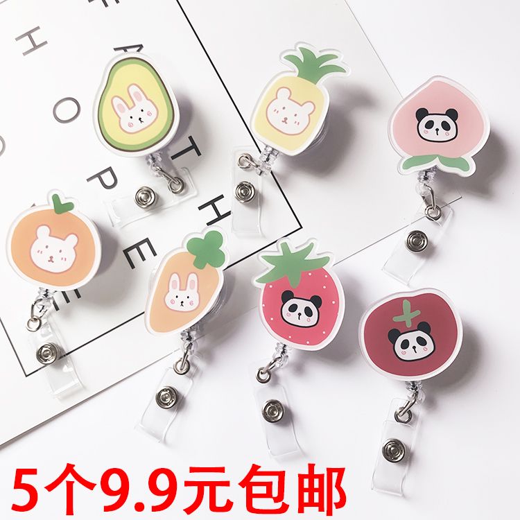 cartoon cute animal can buckle hospital nurse chest card certificate holder clip lanyard work card factory card retractable buckle