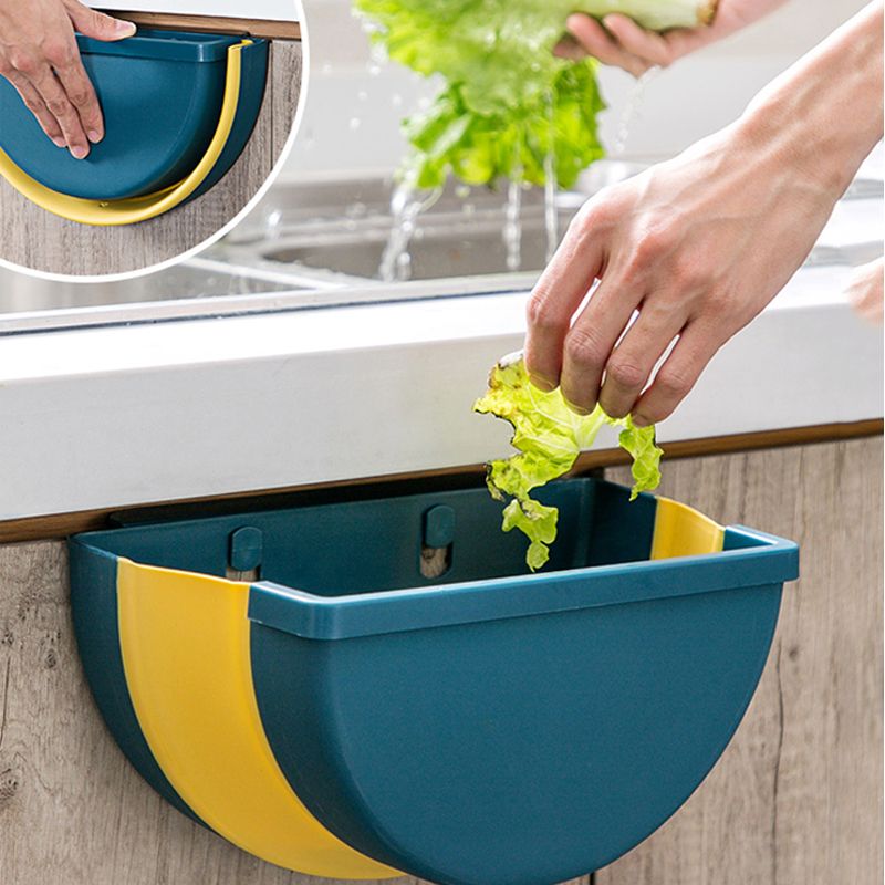 Kitchen Trash Can Hanging Household Folding Car Hanging Classification Cabinet Door Wall Hanging Kitchen and Bedroom Small Wastebasket