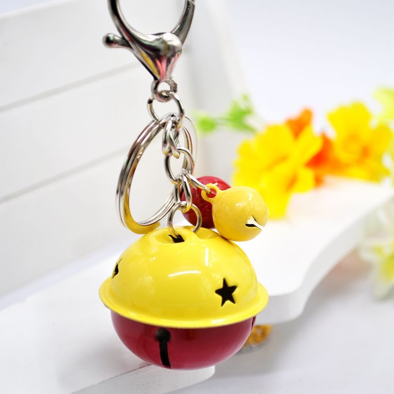 cute candy color bell key bule pendant men's and women's couple key chain bag ornaments small gifts for children