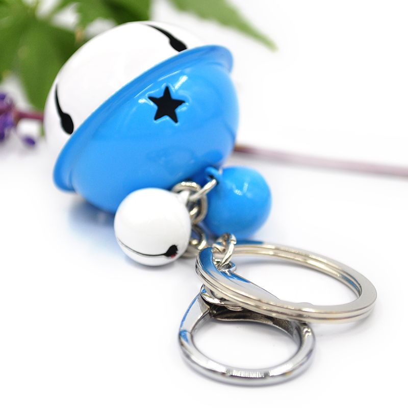 cute candy color bell key bule pendant men's and women's couple key chain bag ornaments small gifts for children