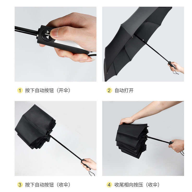 Full-Automatic Rain and Rain Dual-Use Vinyl Umbrella Large Folding Umbrella Female Sunshade Umbrella Man Pair People Sun UV Protection