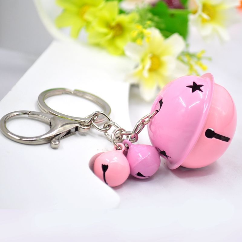 cute candy color bell key bule pendant men's and women's couple key chain bag ornaments small gifts for children