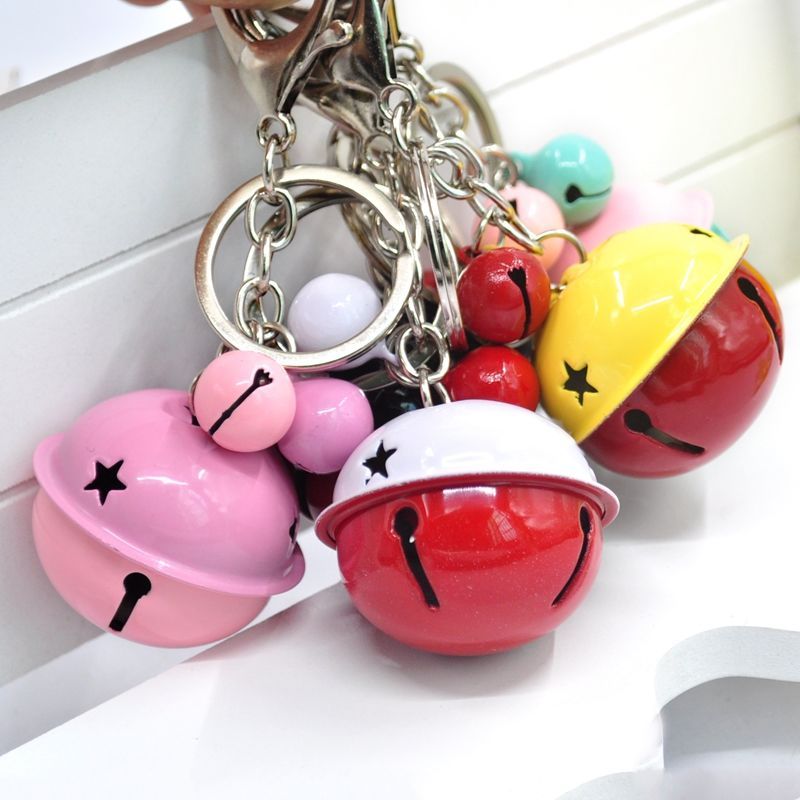 cute candy color bell key bule pendant men's and women's couple key chain bag ornaments small gifts for children