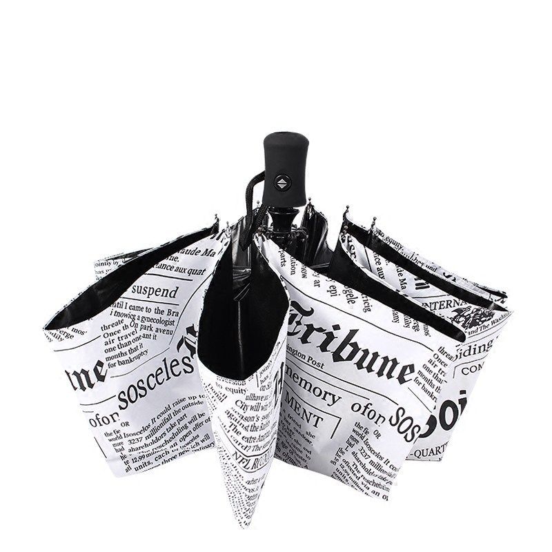 umbrella ins niche personality newspaper umbrella vinyl sun protective sunny umbrella portable triple folding umbrella sun umbrella uv protection