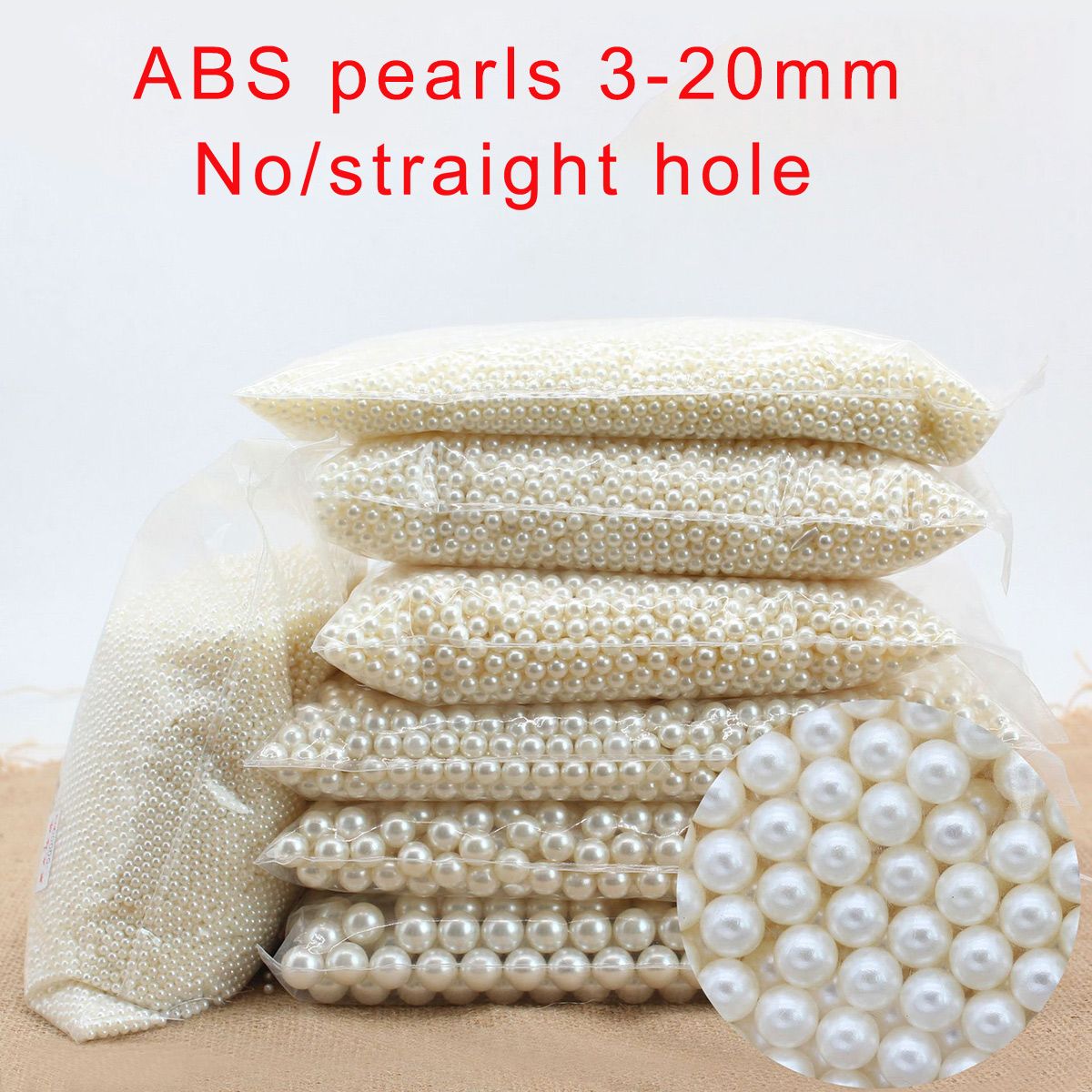 abs straight hole non-porous imitation pearl bead accessories nail art 3-20mm pretend pearls diy accessories