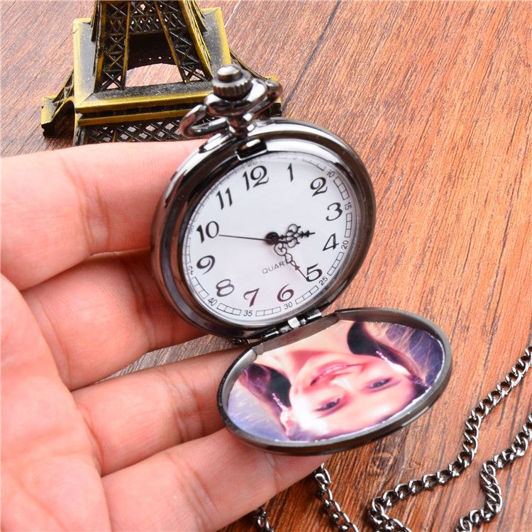 fashion vintage custom photo pocket watch flip men women tourbillon table diy personality gift commemorative watch free shipping promotion