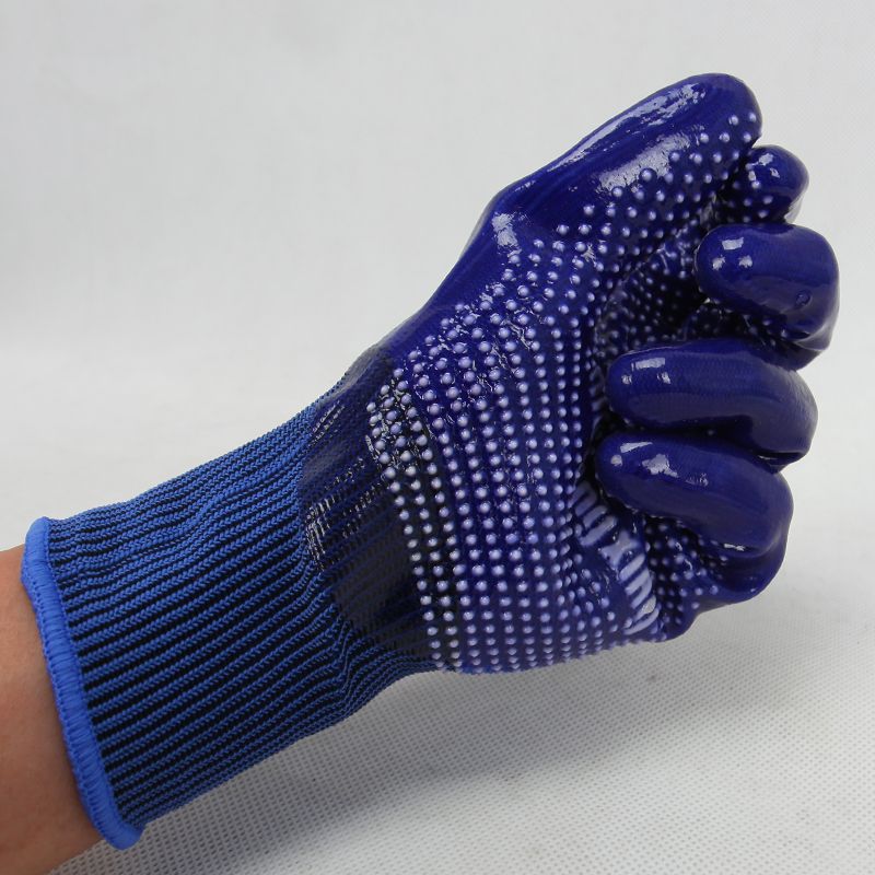 Alang Star PS888 Armor Gloves Labor Protection Palm Surface Particles Dipping Wear-Resistant Work Non-Slip PVC Glue Leather Gloves Men