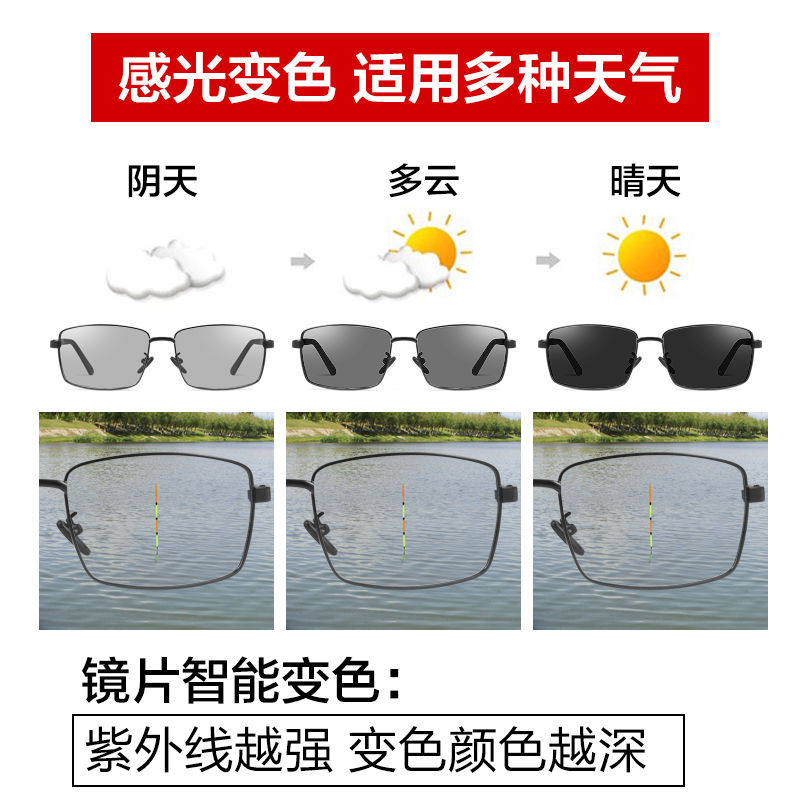 Color Changing Fishing Glasses Men's Polarized Sunglasses HD Dual-Use Watch Float Specialized Sunglasses Fishing Underwater UV Protection