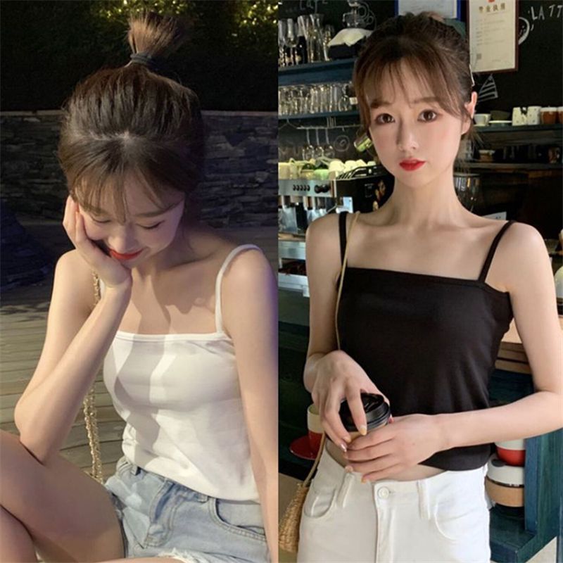 white slip top women‘s inner wear sexy slim-fit all-match black chest wrap short navel-exposed breathable bottoming shirt summer