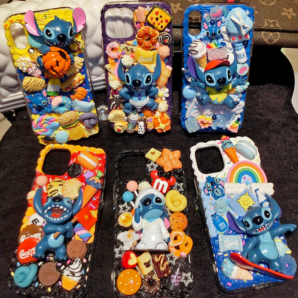 cartoon monster diy mobile phone shell material cream glue material package handmade self-made cream set