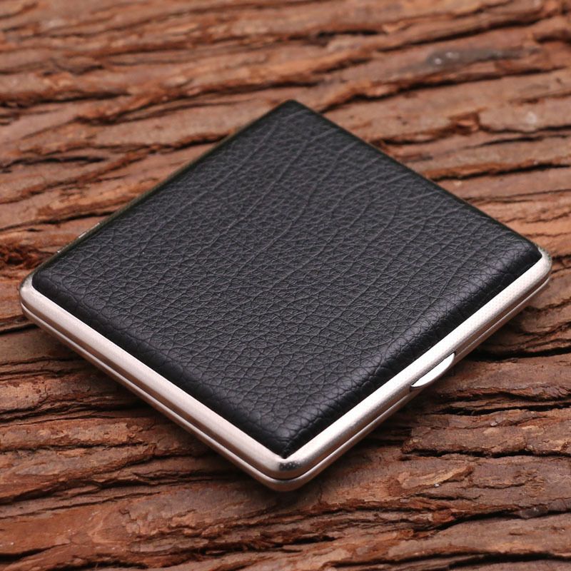 kuboy cool treasure leather cigarette case 20 pcs portable men‘s creative fashion metal block cigarette boxes anti-pressure cigarette holder