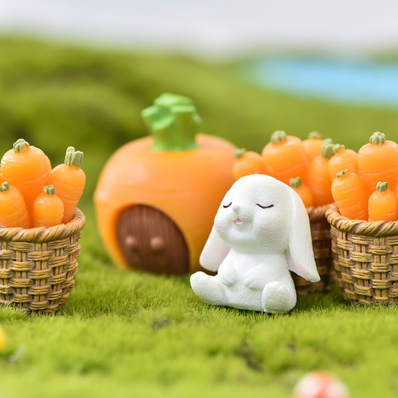 Bonsai Small Ornaments Cute Animal Cartoon Rabbit Decorations Carrot Rabbit House Plant Resin Accessories
