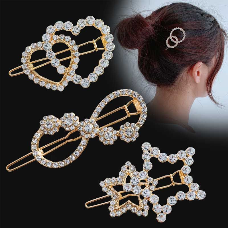 internet celebrity simple crystal barrettes female student korean ins bang clip adult girl cute ponytail clip small jewelry