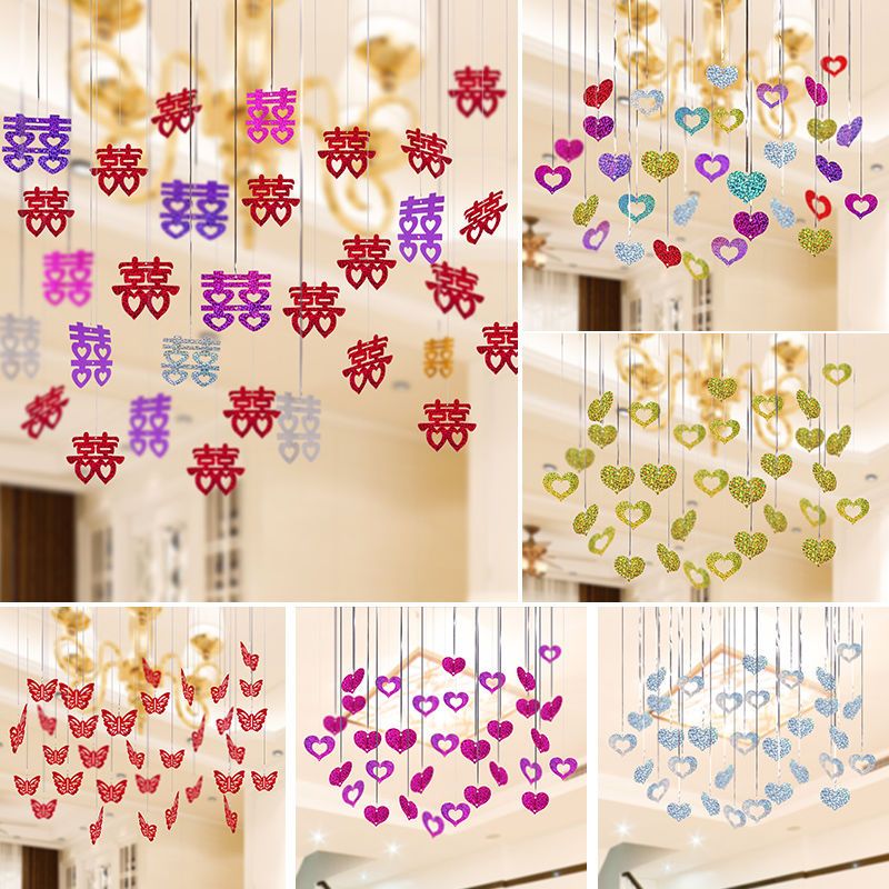 Balloon Love Rain Silk Pendant Wedding Room Birthday Decorations Arrangement Romantic Wedding Sequins Accessories Complete Collection