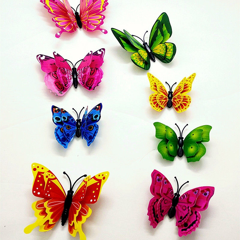 3D Three-Dimensional Butterfly Wall Sticker Bedroom Decorations Refridgerator Magnets Magnetic Sticker Glass Sticker Decoration Wallpaper Self-Adhesive Stickers