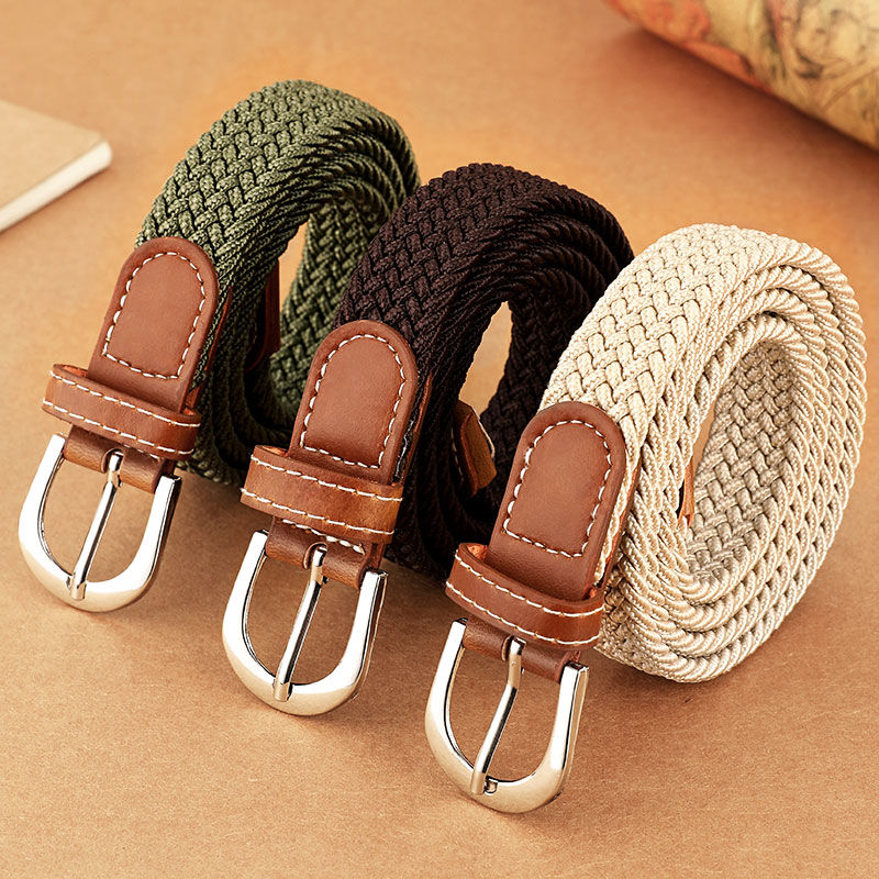 all-matching jeans belt women‘s canvas without punching belt women‘s woven elastic student decoration pant belt