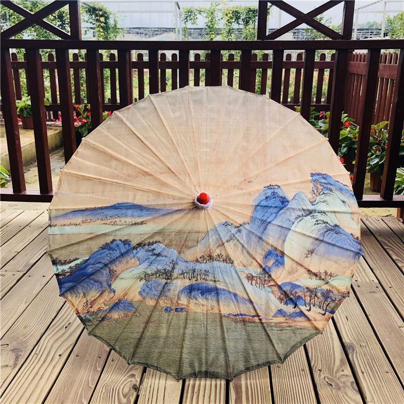 thousand-li landscape antique tassel umbrella female chinese style han costume ancient costume photography photography props umbrella classical oiled paper umbrella