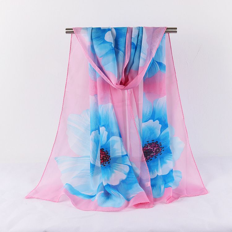 peony festival summer chiffon silk scarf women‘s scarf small shawl spring and autumn thin variety long sunscreen scarf