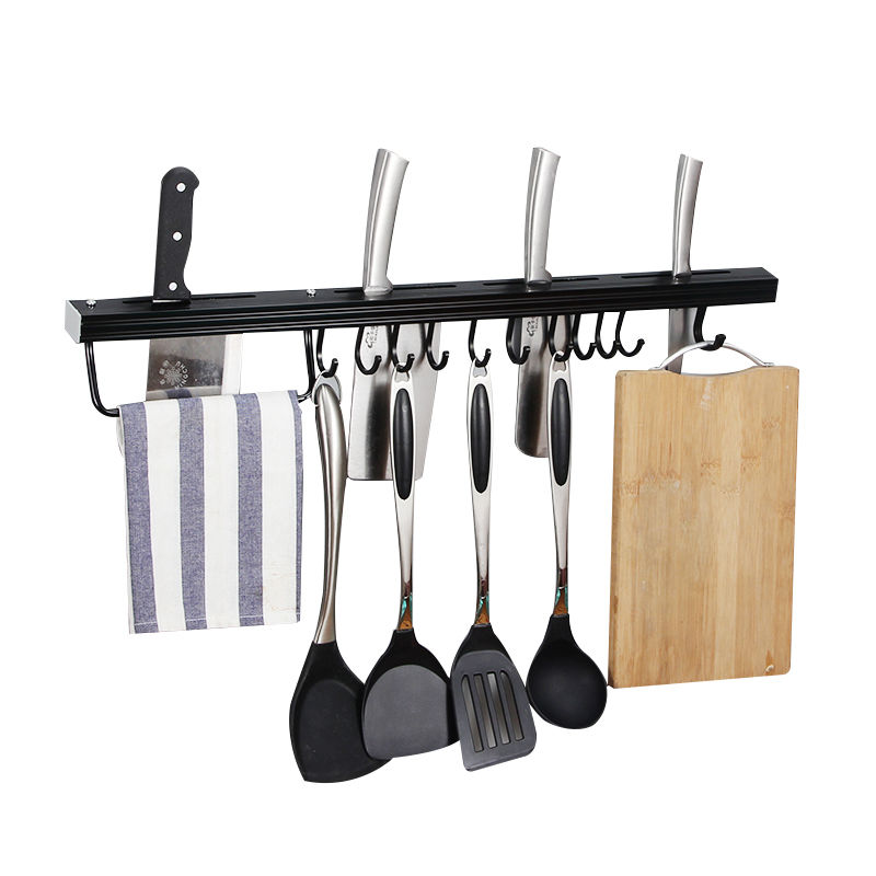 Punch-Free Kitchen Hook Rack Strong Adhesive Sticky Hook Wall-Mounted Hanging Rod Wall Shelf Storage Rack