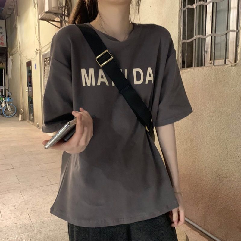 new 2024 summer korean style versatile loose preppy style short-sleeved t-shirt women‘s student top bottoming shirt ins fashion