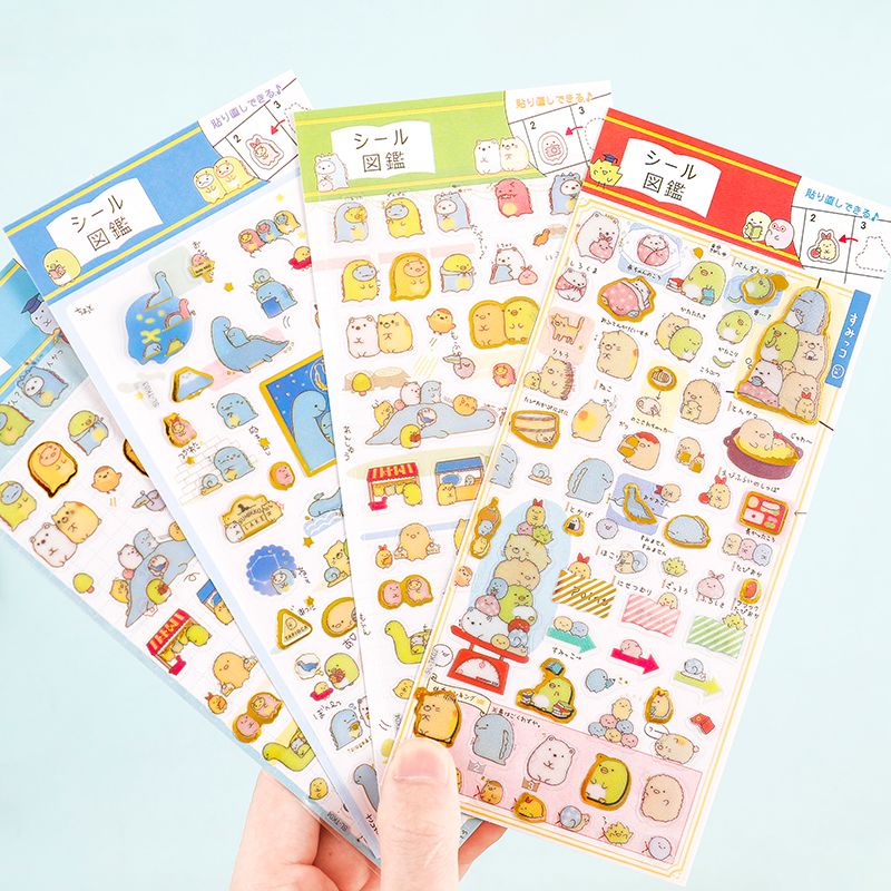 Cute Sticker Book Japanese Biology Series Notebook Diary Decoration Bronzing Cartoon Animal Stickers Painting Stickers