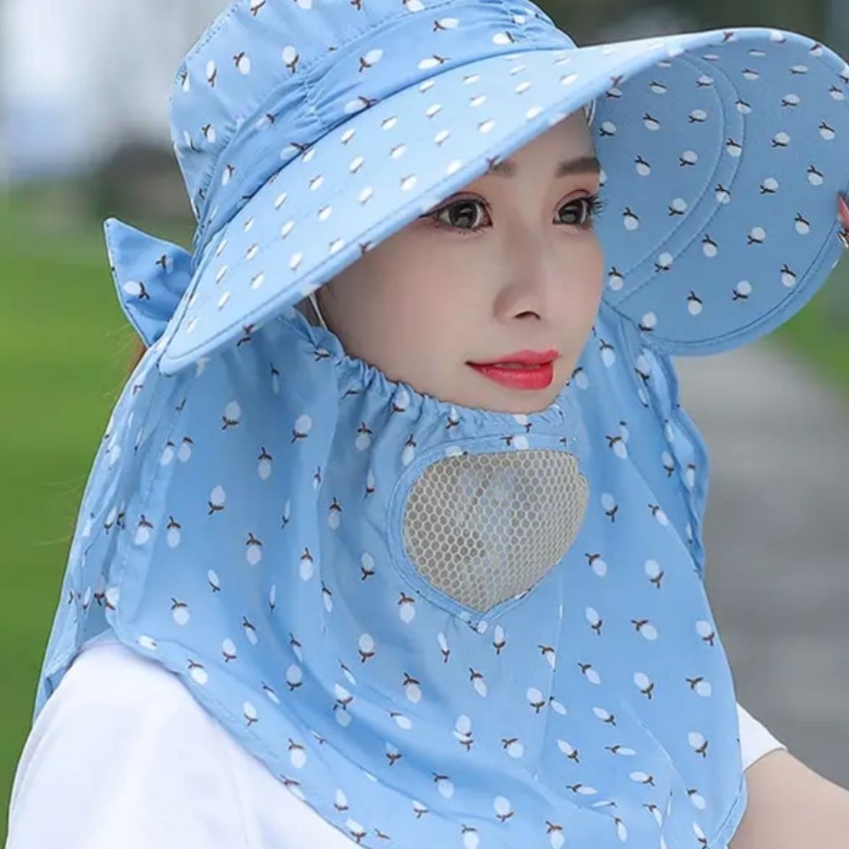 hat female summer sun protection hat sun hat edge outdoor hooded uv protection tea picking cycling sun hat