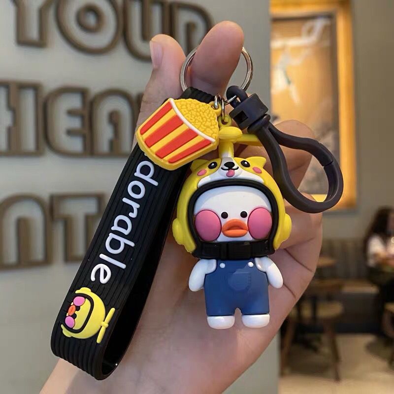 trendy online influencer duck keychain cute yoga monkey men‘s and women‘s birthday key chain ring creative women‘s cute schoolbag ornaments