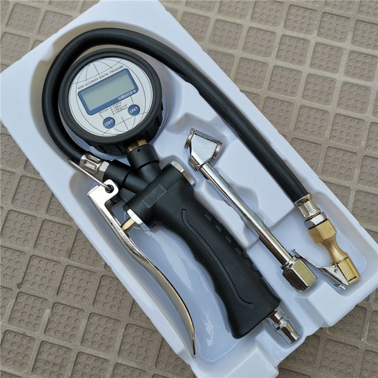 digital explicit tire pressure gauge high-precision air pressure strap inflatable car tire inflating meter monitoring inflation inflating gun