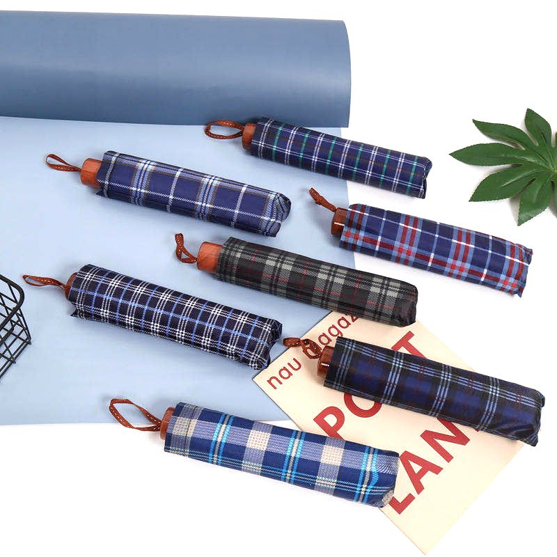 extra large three-person double single plaid triple folding umbrella reinforced folding umbrella large and small sizes men‘s and women‘s umbrella