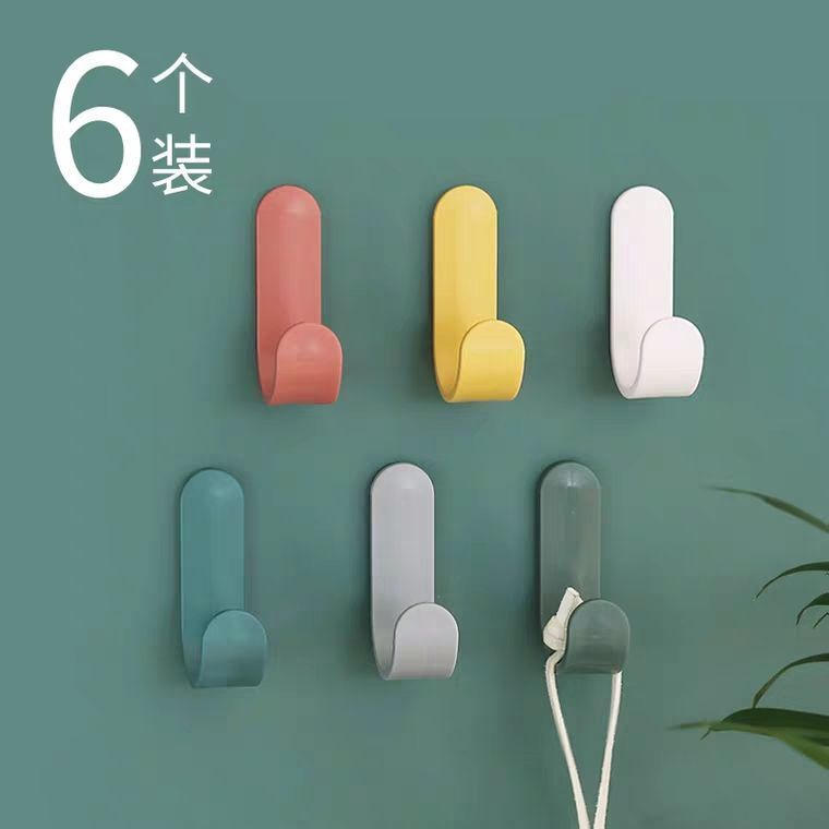 j-type nordic nail-free viscose hook kitchen seamless sticky hook household hanger behind the door punch-free coat hook