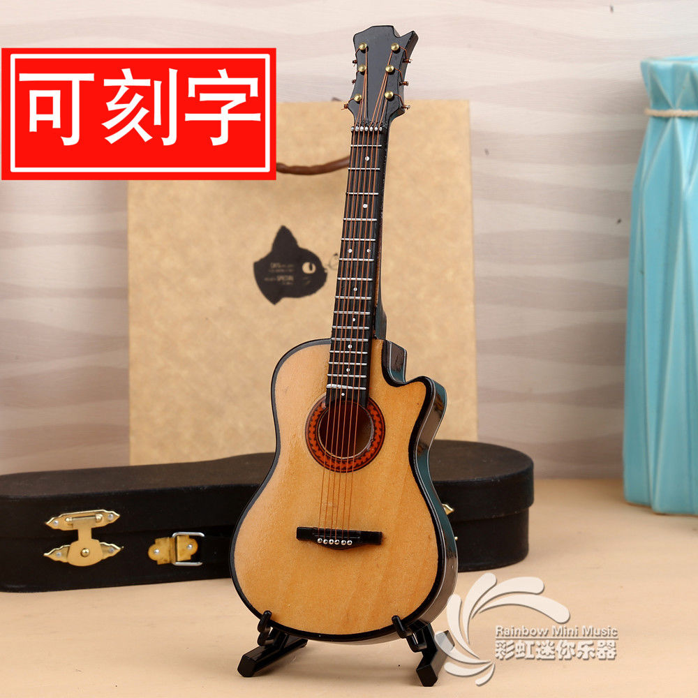 engraved wooden folk guitar model mini musical instruments decoration graduation for boyfriends and girlfriends for birthdays and valentine‘s days gift