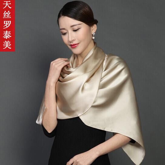 pure color mulberry silk satin scarf shawl long plain scarf spring and autumn red scarf satin high-end