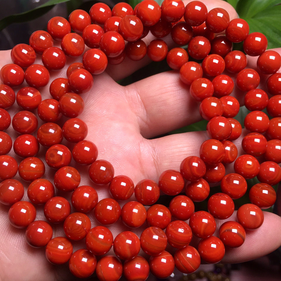 sichuan material southern red agate 108 beads multi-circle bracelet necklace flame red cherry red baoshan persimmon red bracelet