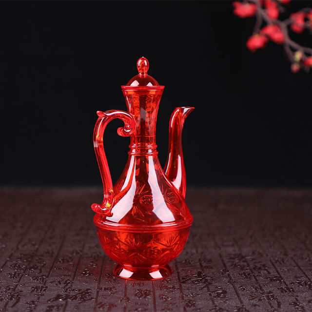 Wedding Plastic Tass Double Happiness Dragon and Phoenix Couple Toasting Cup Red Wine Props Wedding Cross-Cupped Wine Red Wine