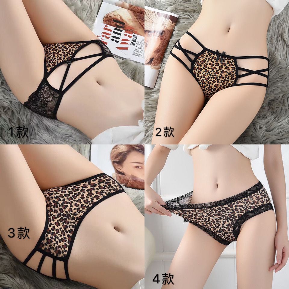 1/2 pieces new sexy seamless leopard print women‘s underwear low waist lace hip lifting briefs cotton crotch