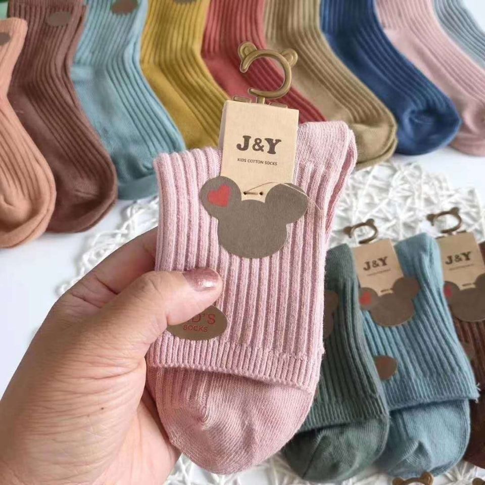 dora bear 100% pure cotton double needle children‘s socks boy girl baby cotton socks students‘ socks spring and autumn