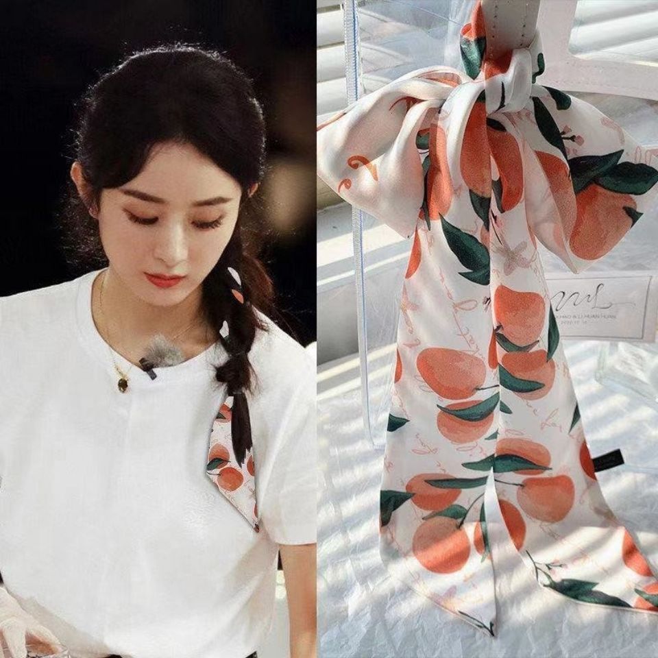 2023 new cute and graceful bow hair rope silk scarf hair band female hair tie scarf