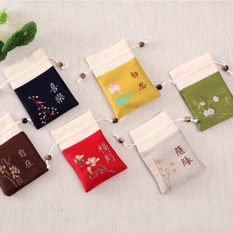 [10 Packs] Dragon Boat Festival Sachet Perfume Bag Empty Bag Gift Bag Chinese Herbal Medicine Shop Embroidery Sachet Antique Lotus Bag