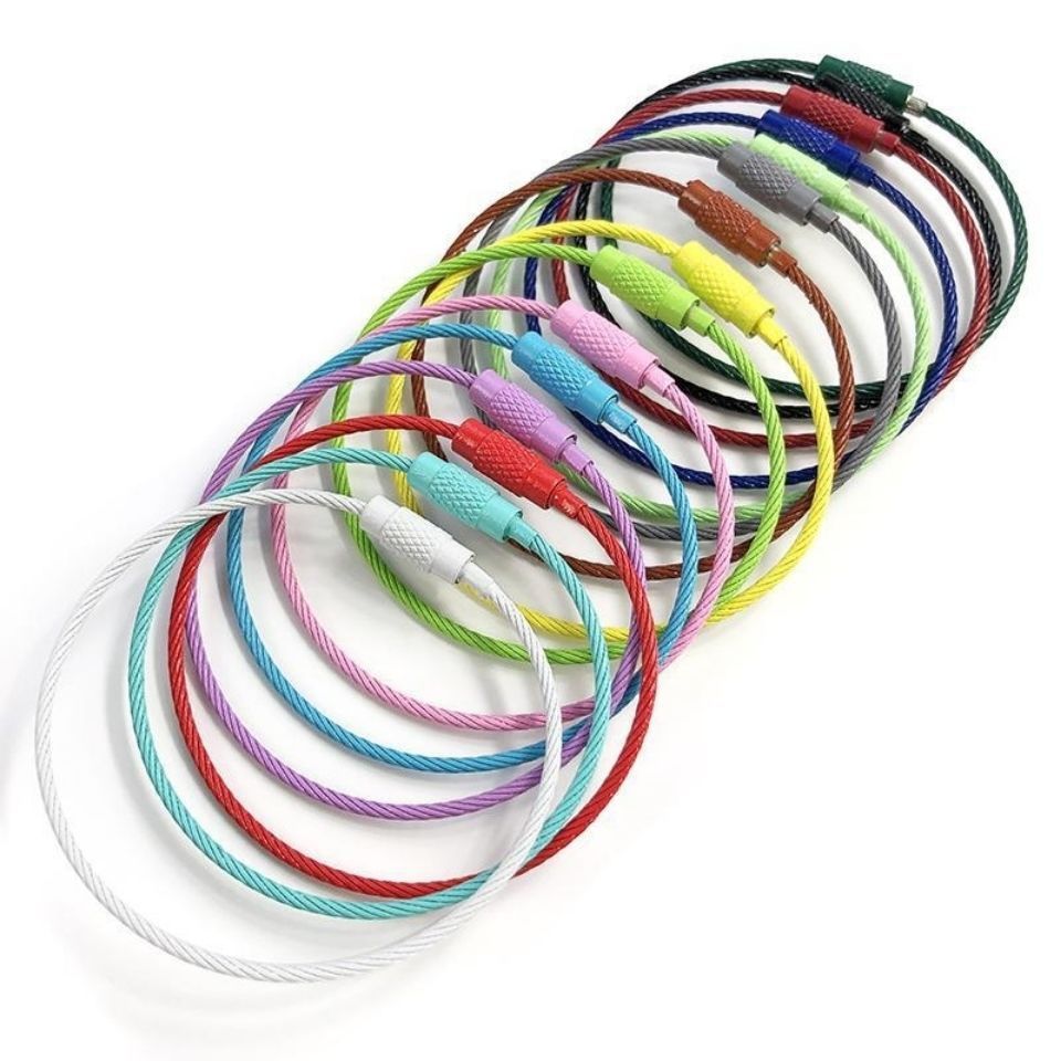 household candy color key ring steel traveller ring large color circle wire rope storage keychain