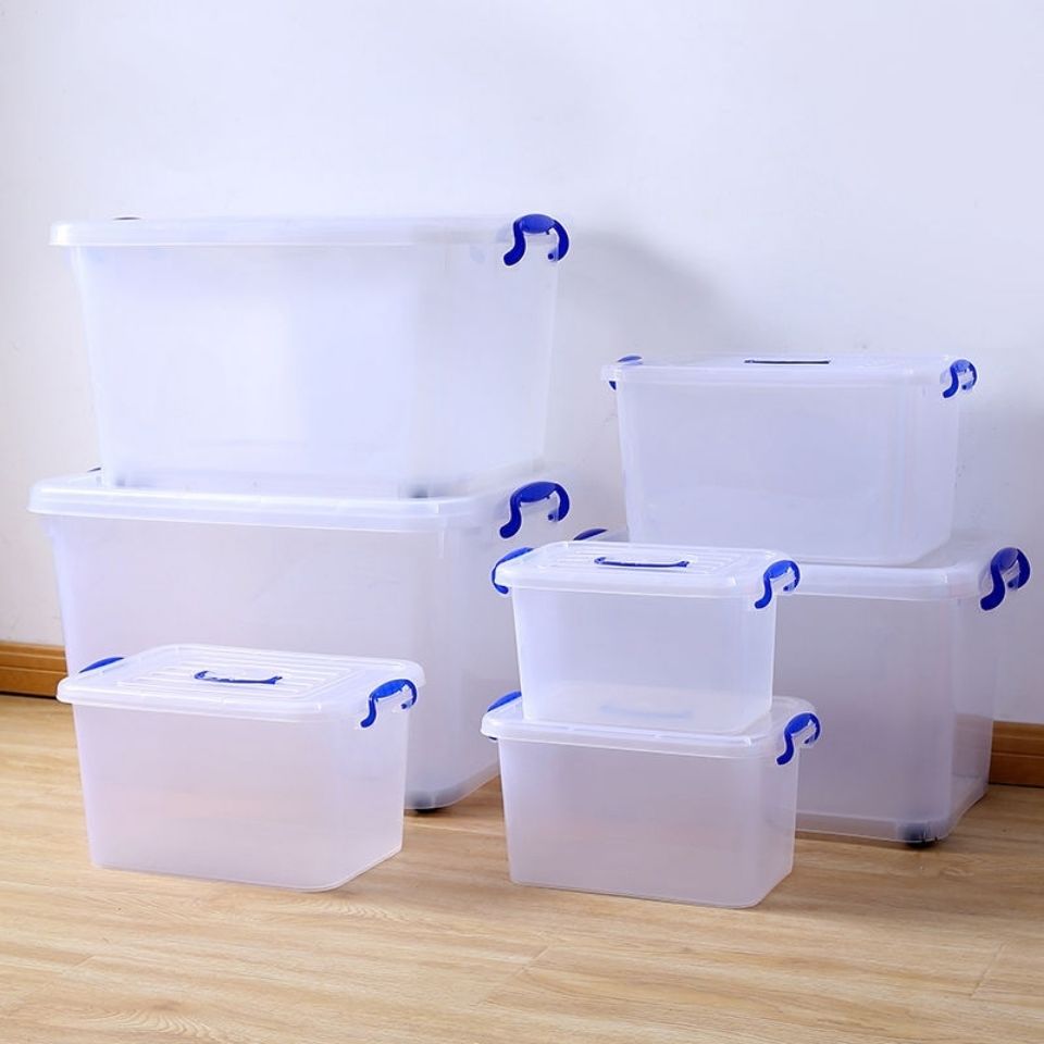 Transparent Storage Box Clothes Toy Storage Box Plastic Box Covered Large, Medium and Small Portable Storage Box Storage Box