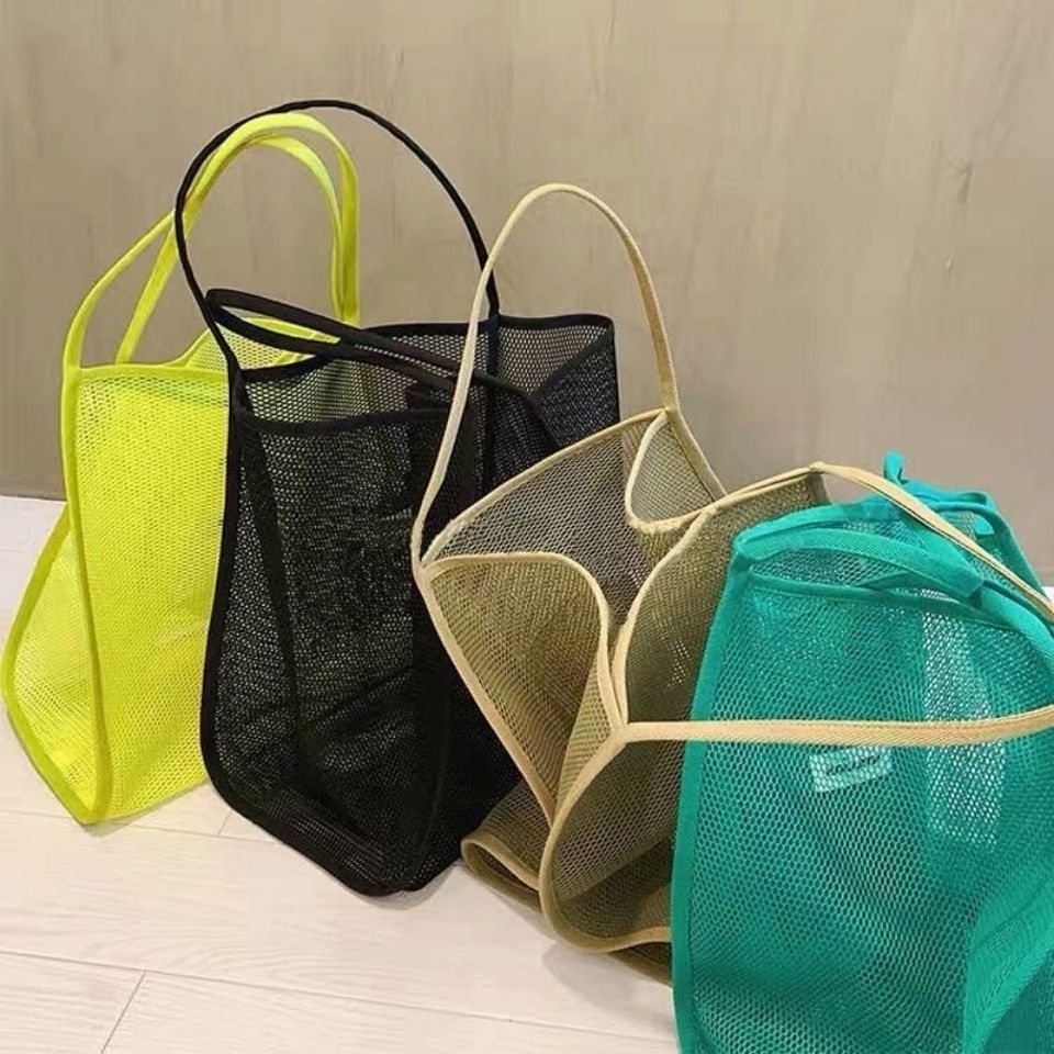 2023 Super Hot Transparent Mesh Large Capacity Stylish and Lightweight All-Match Shopping Bag Swimming Storage Bag Mesh Bag