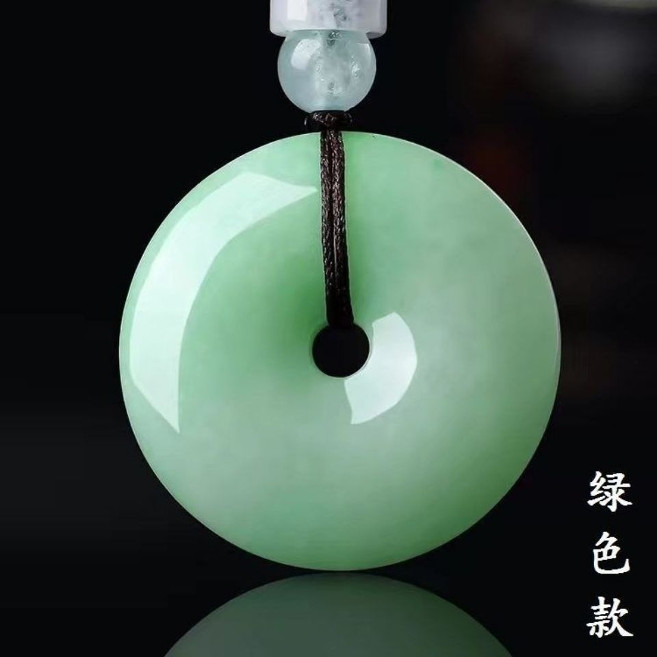 Genuine Natural Emerald Safety Buckle Pendant Jade Pendant Female Men Large Size Children Jade Pendant Jade Certificate Hetian Jade