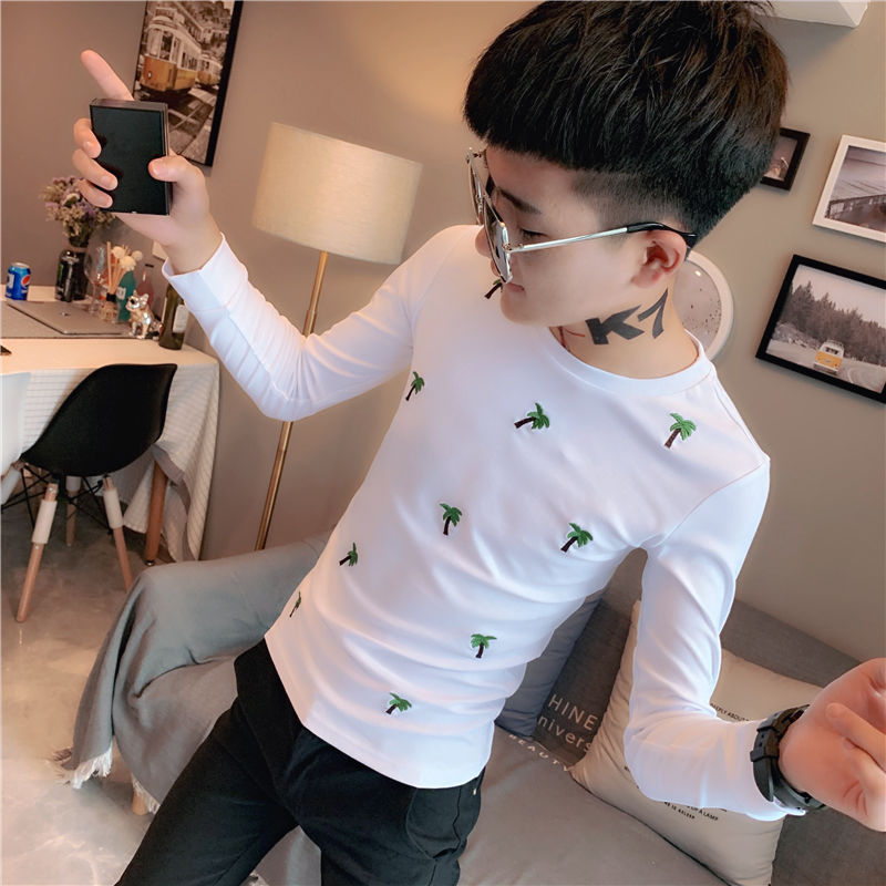 Smart Guy Long-Sleeved T-shirt Men's Autumn 2019 New Internet Hot Fashion Brand Autumn Clothes Tops Trendy Slim Bottoming Shirt