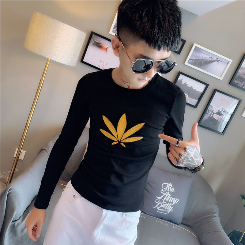 Smart Guy Long-Sleeved T-shirt Men's Autumn 2019 New Internet Hot Fashion Brand Autumn Clothes Tops Trendy Slim Bottoming Shirt