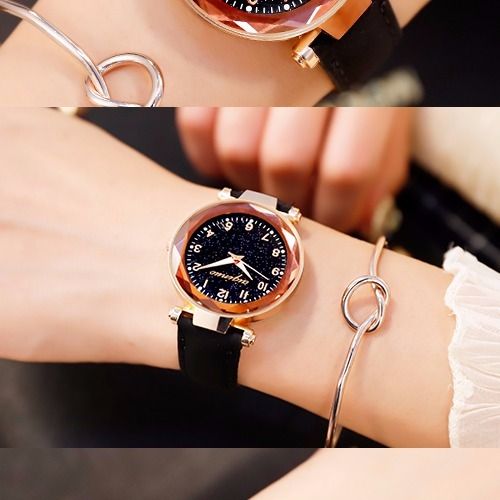 Ultra-Thin Luminous Watch Female Student Korean Style Simple Girl Heart Starry Sky Fashion Electronic Watch Waterproof Net Red Same Style